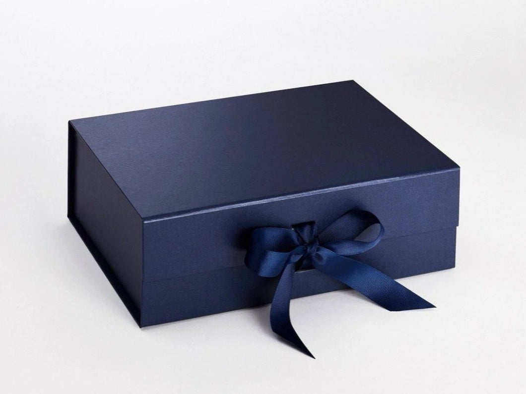 Navy Blue A5 Gift Box with ribbon